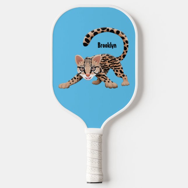 Palas De Pickleball Ilustracion de personalizado de ocelot de Cute (Anverso)