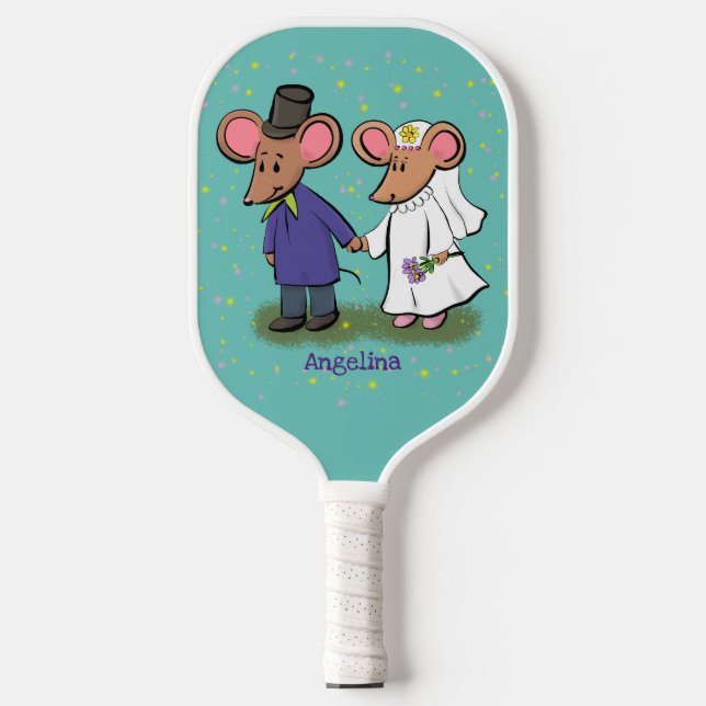 Palas De Pickleball Ilustracion de personalizado de pareja de ratones (Anverso)