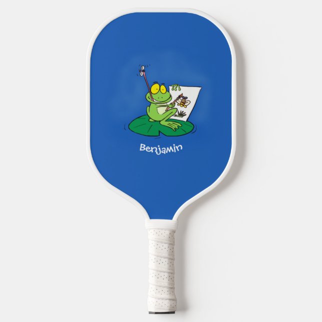 Palas De Pickleball Ilustracion de personalizado de rana verde lindo (Anverso)