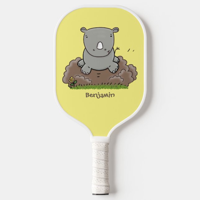 Palas De Pickleball Ilustracion de personalizado de rinocerontes (Anverso)