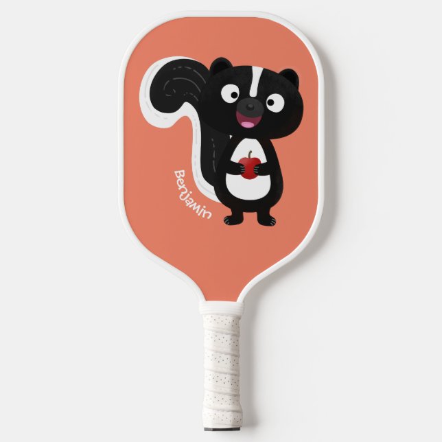 Palas De Pickleball Ilustracion de personalizado de zorrillo alegre (Anverso)