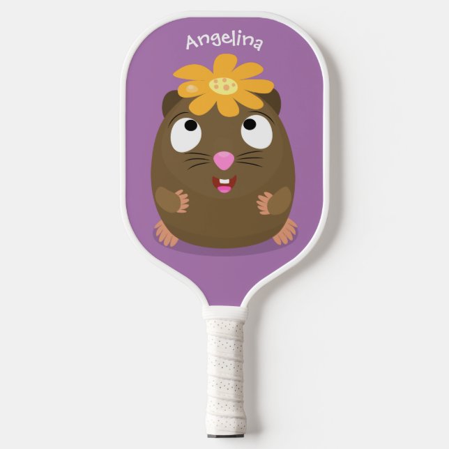 Palas De Pickleball Ilustracion de personalizado feliz de conejillo de (Anverso)