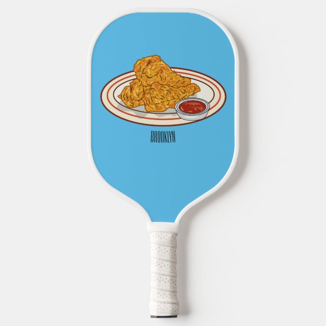Palas De Pickleball Ilustracion de pollo frito personalizado (Anverso)