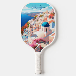 Palas De Pickleball Ilustracion de Santorini Island Grecia Arte de Via