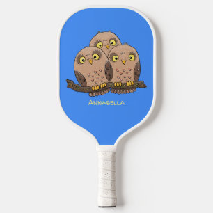 Palas De Pickleball Ilustracion de trío de búho lindo