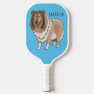 Palas De Pickleball Ilustracion del personalizado del perro del collie