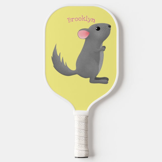 Palas De Pickleball Ilustracion personalizado chinchilla gris suave (Anverso)