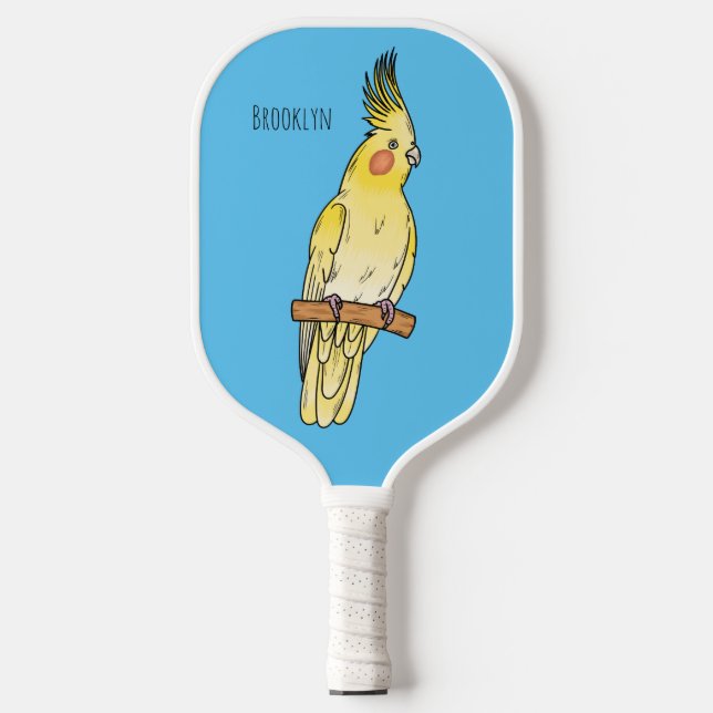Palas De Pickleball Ilustracion personalizado de aves de Cockatiel (Anverso)