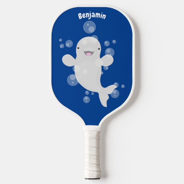 Palas De Pickleball Ilustracion personalizado de ballenas de la beluga (Anverso)