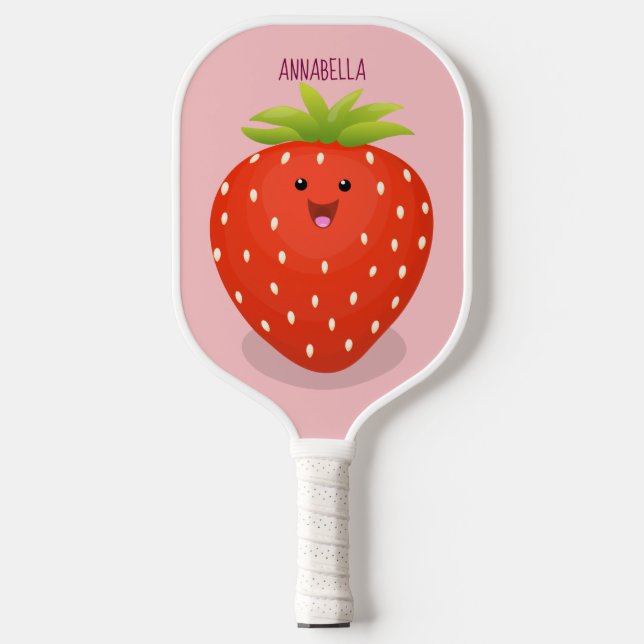 Palas De Pickleball Ilustracion personalizado de fresa cute kawaii (Anverso)
