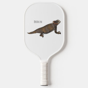 Palas De Pickleball Ilustracion personalizado de lagarto de cuerno de
