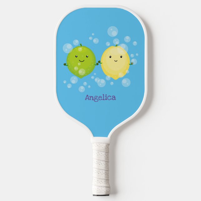 Palas De Pickleball Ilustracion personalizado de lima de limón feliz (Anverso)