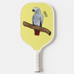 Palas De Pickleball Ilustracion personalizado de loro gris africano