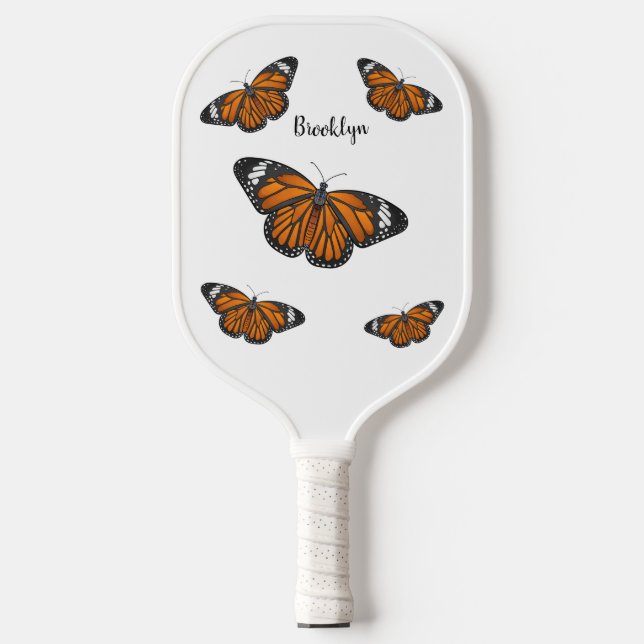 Palas De Pickleball Ilustracion personalizado de mariposa monarca (Anverso)