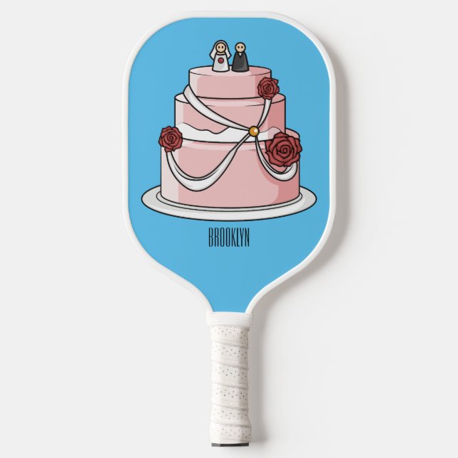 Palas De Pickleball ilustracion personalizado de pastel boda (Anverso)