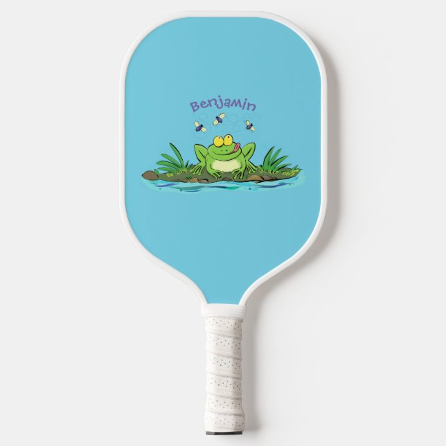 Palas De Pickleball Ilustracion personalizado de rana verde dulce (Anverso)