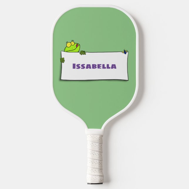 Palas De Pickleball Ilustracion personalizado de señas de rana verde s (Anverso)