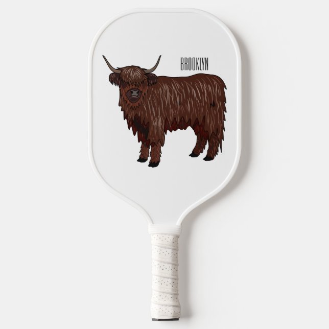 Palas De Pickleball Ilustracion personalizado de vaca de Highland (Anverso)