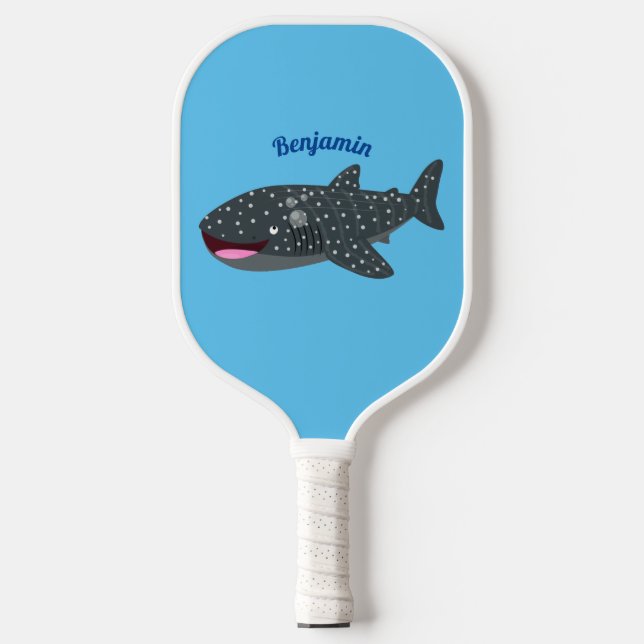 Palas De Pickleball Ilustracion personalizado feliz de tiburón ballena (Anverso)