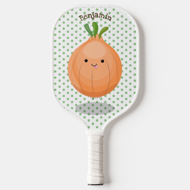 Palas De Pickleball Ilustracion personalizado verde de cebolla marrón  (Anverso)