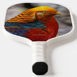 Palas De Pickleball Impactante perfil de un pájaro dorado rojo