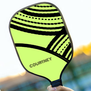Palas De Pickleball Impresión abstracta de color verde limón y negro c