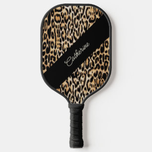 Palas De Pickleball Impresión de animales leopardos con cualquier nomb