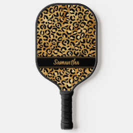 Palas De Pickleball Impresión de leopardo en oro negro Chic personaliz