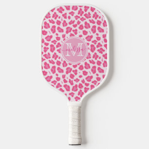 Palas De Pickleball Impresión de leopardo rosado   Monogramado