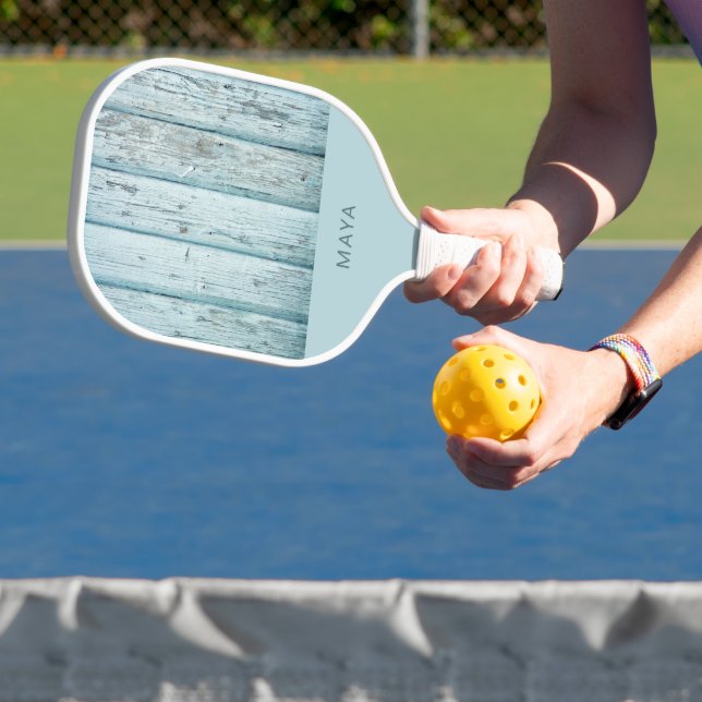 Palas De Pickleball Impresión de madera azul rústica personalizada (in situ)