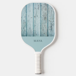 Palas De Pickleball Impresión de madera azul rústica personalizada