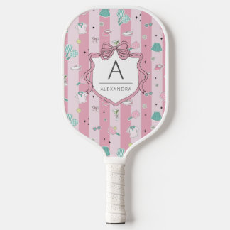 Palas De Pickleball Impresión de monograma rosa elegante