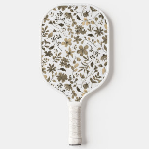 Palas De Pickleball Impresión floral Sepia Tone Vintage