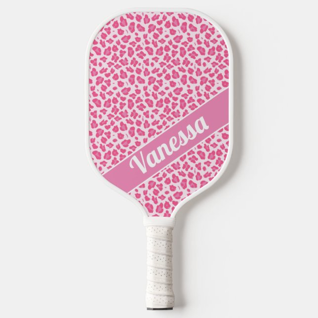 Palas De Pickleball Impresión personalizada de leopardo rosa - Chicas (Anverso)