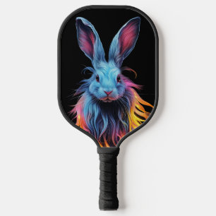 Palas De Pickleball Impresionante conejo azul en llamas