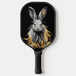 Palas De Pickleball Impresionante conejo gris en llamas