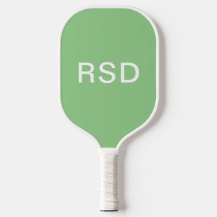 Palas De Pickleball Iniciales clásicas de monograma blanco verde de la