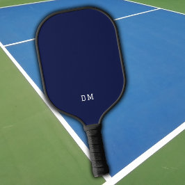 Palas De Pickleball Iniciales de monograma azul de la marina básica pr