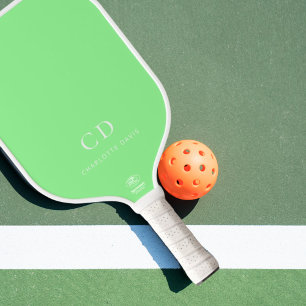 Palas De Pickleball Iniciales de monograma en verde menta nombre