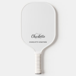 Palas De Pickleball Iniciales de monograma nombre blanco elegante