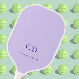 Palas De Pickleball Iniciales de monograma nombre lavanda violeta