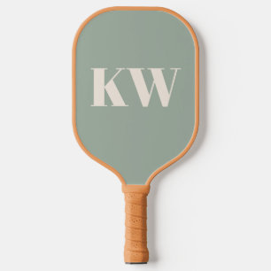 Palas De Pickleball Iniciales de monograma personalizadas en verde sal