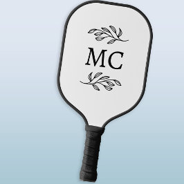 Palas De Pickleball Iniciales de monograma personalizadas hoja botánic
