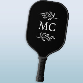 Palas De Pickleball Iniciales de monograma personalizadas hoja botánic