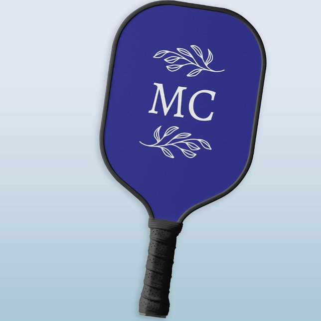 Palas De Pickleball Iniciales de monograma personalizadas hoja botánic (Modern personalized monogram initials botanical leaf line art pickleball paddle)