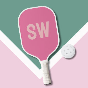 Palas De Pickleball Iniciales de monograma rosadas modernas