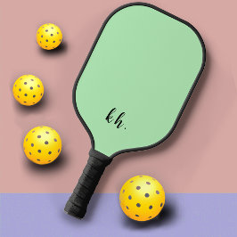 Palas De Pickleball Iniciales de monograma verde simple y moderno