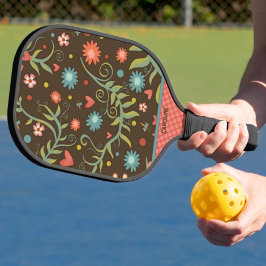 Palas De Pickleball Iniciales De Nombre Personalizado De Floral Boho E