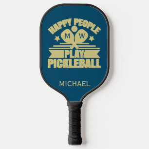 Palas De Pickleball Iniciales de nombres personalizados Verde azulados
