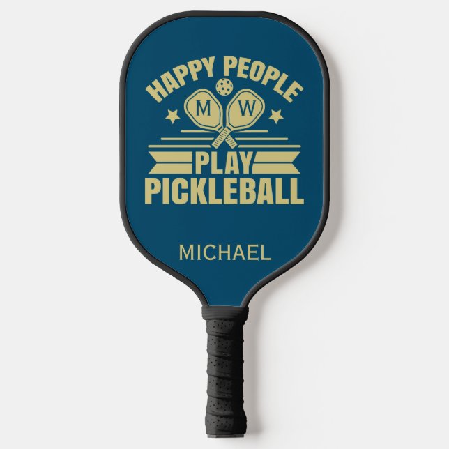 Palas De Pickleball Iniciales de nombres personalizados Verde azulados (Anverso)
